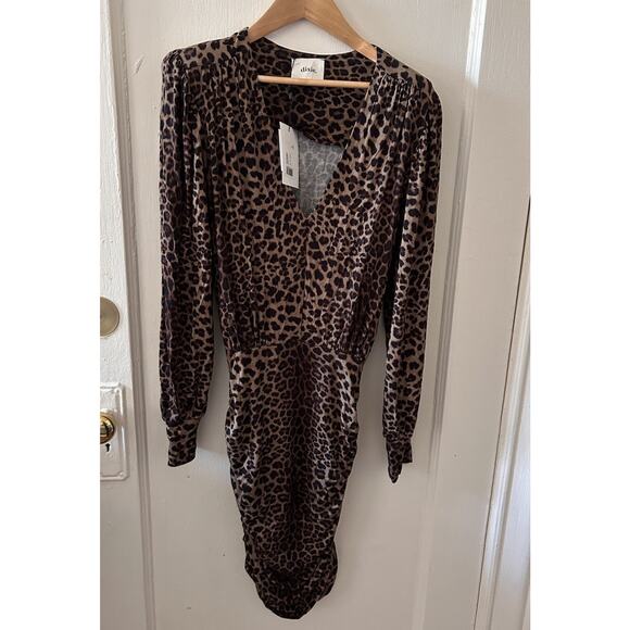 Dixie Leopard Print Shoulder Pad Bodycon Style Dress | S - Picture 1 of 4